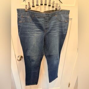 Kim Rogers Pull On Jeans 18W Short Blue Stretch Denim Elastic Waist Plus Size